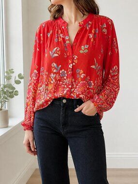 Anthropologie Floral Button-Front Women's Blouse Size M- NWT